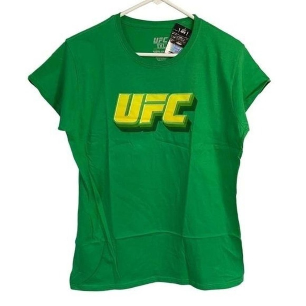 UFC Womens Size XL Lemon Lime T Shirt Green Yellow 100% Cotton 2021‎